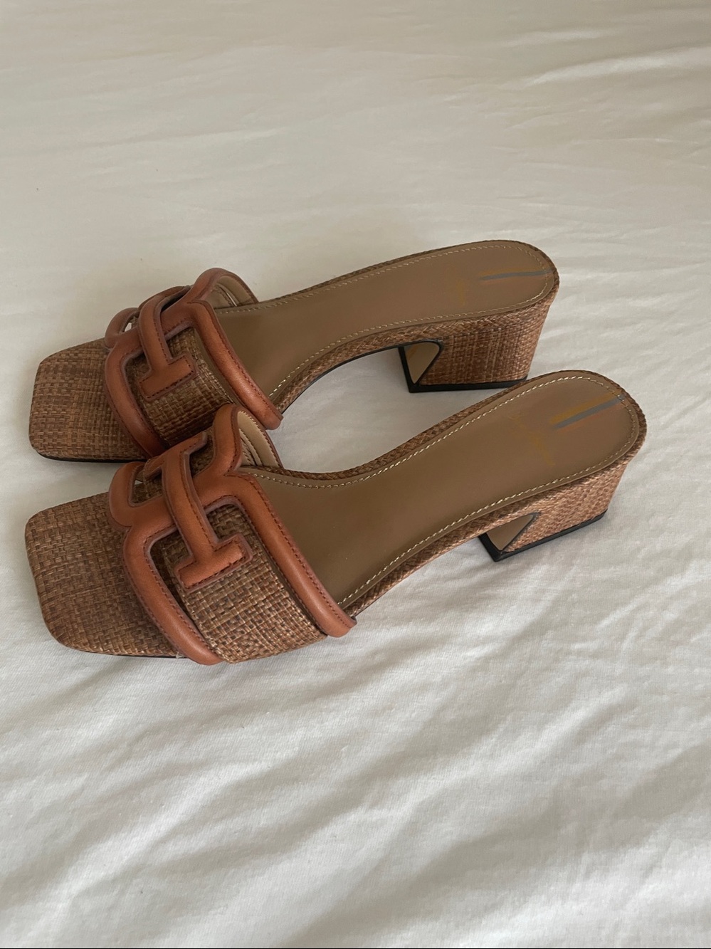 Sam Edelman Brown Woven Leather Block Heel Sandals - Picture 7 of 7